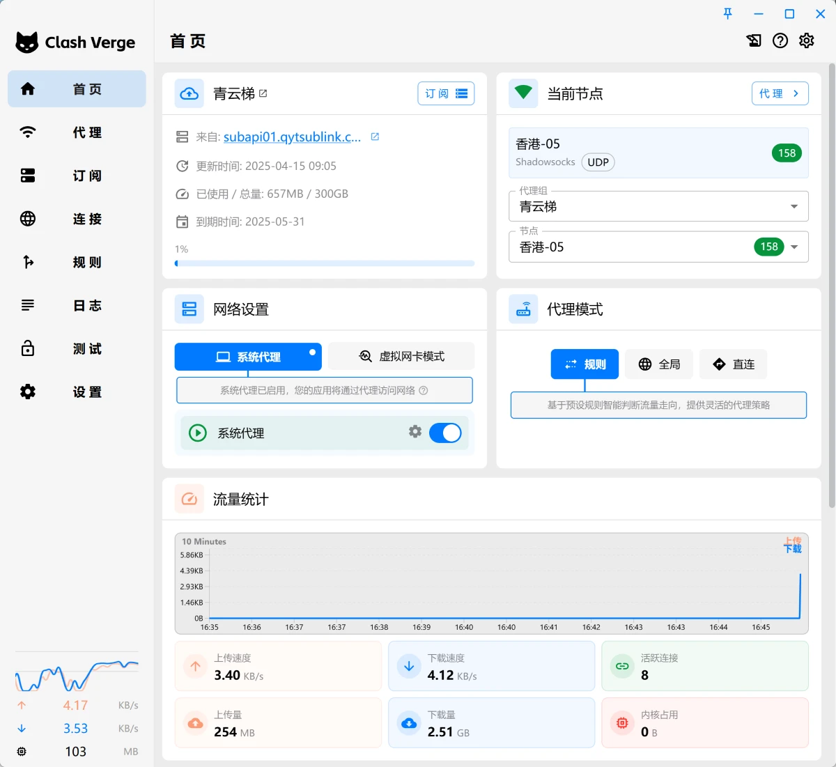 Clash Verge Rev 浅色界面