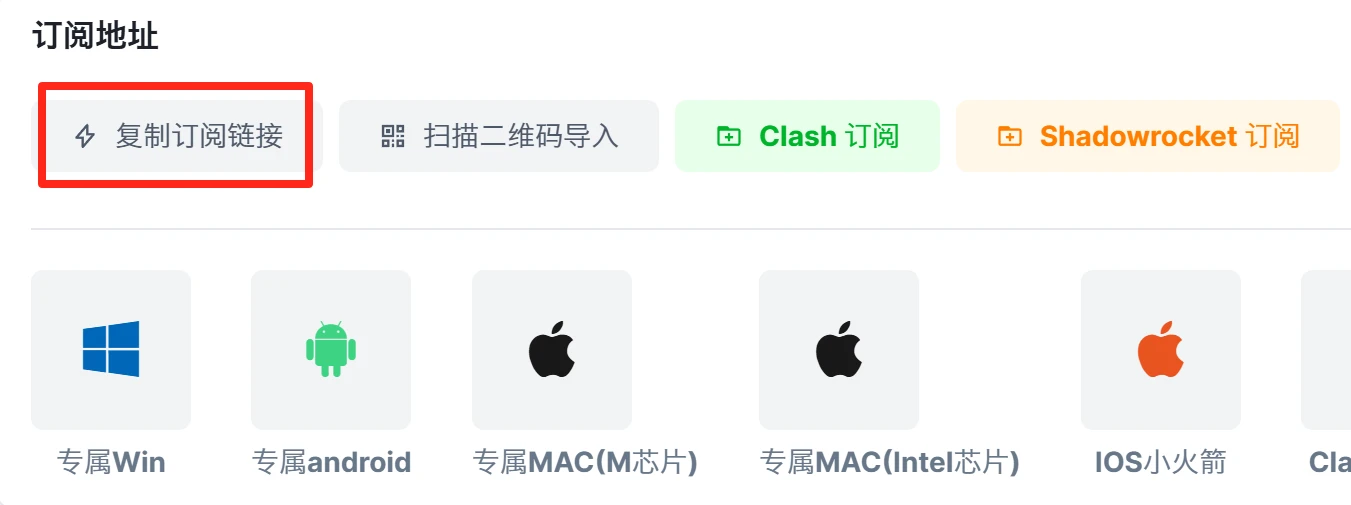 复制订阅链接按钮